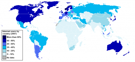 Worldwide Internet Penetration Rate by Country in 2007